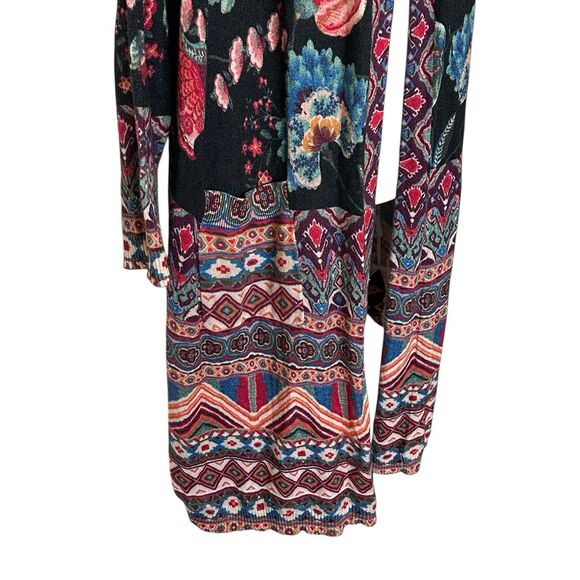 Johnny Was Floral Multicolor Patterned Long Sleeve Hooded Cardigan Sweater M - Picture 7 of 15